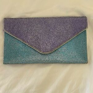 Aqua - Sparkly Clutch with Chain